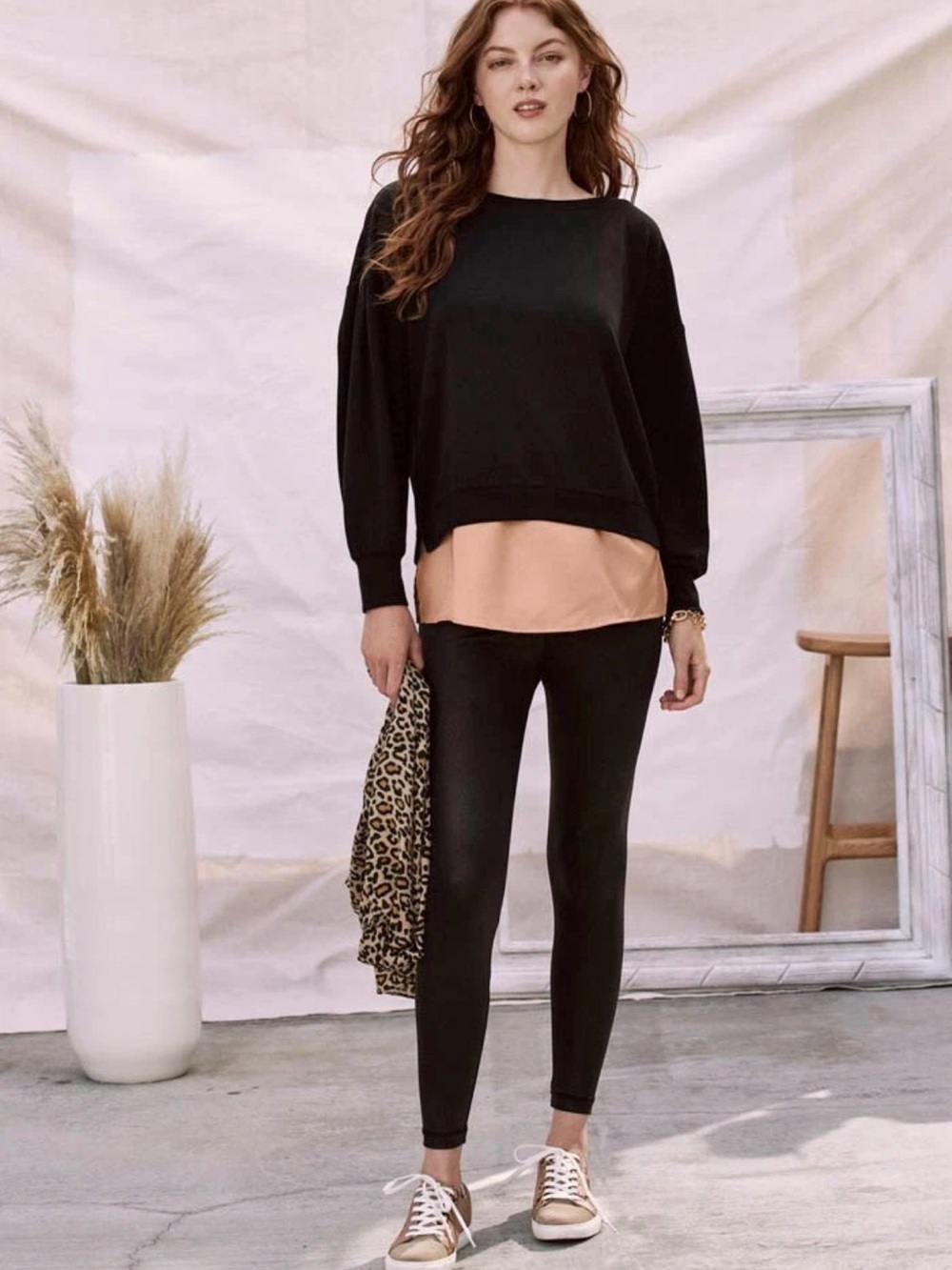 Matilda Jane Good Hart Everyday Black Ponte Leggings Faux Leather XL